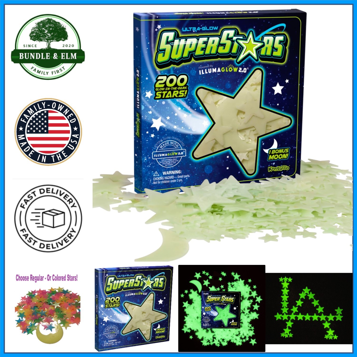 Night Sky Glow Stars Decoration, 200 Reusable Stickers with Installation Guide