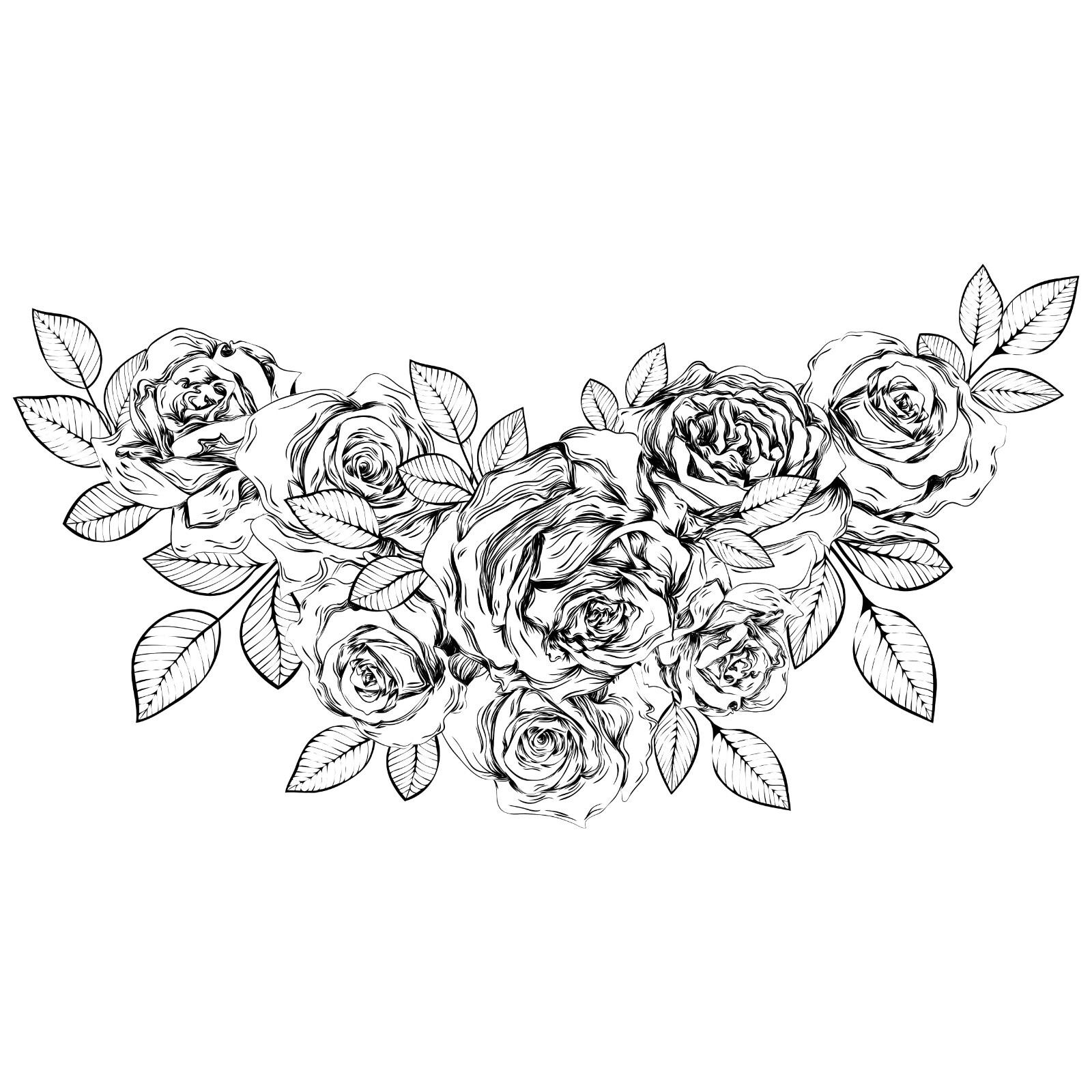 Rose Sticker (4 Inch) Gothic Retro Vine Sketch Vintage Botanical Floral Bouquet