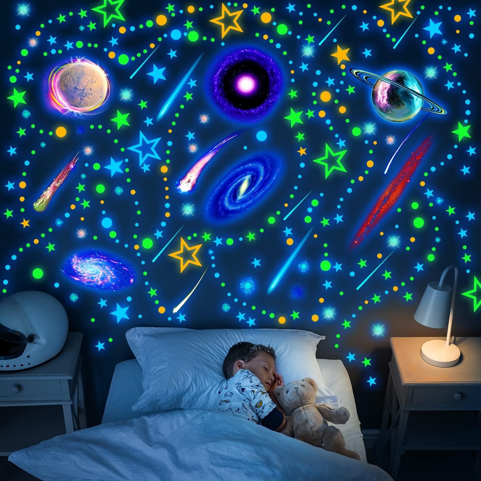 495 Pcs Glow in the Dark Moons and Stars Wall Decals for Ceiling,glowing Planets