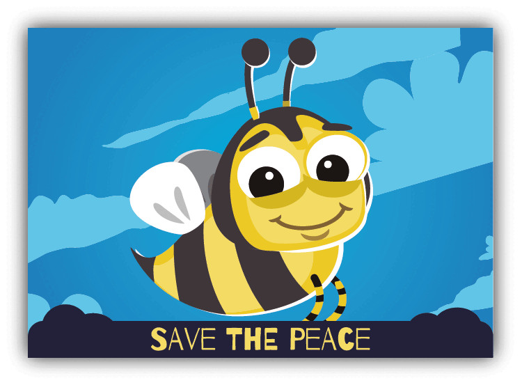 Save The Peace Bee Cartoon Animal Greenpeace Slogan Car Bumper Sticker Decal