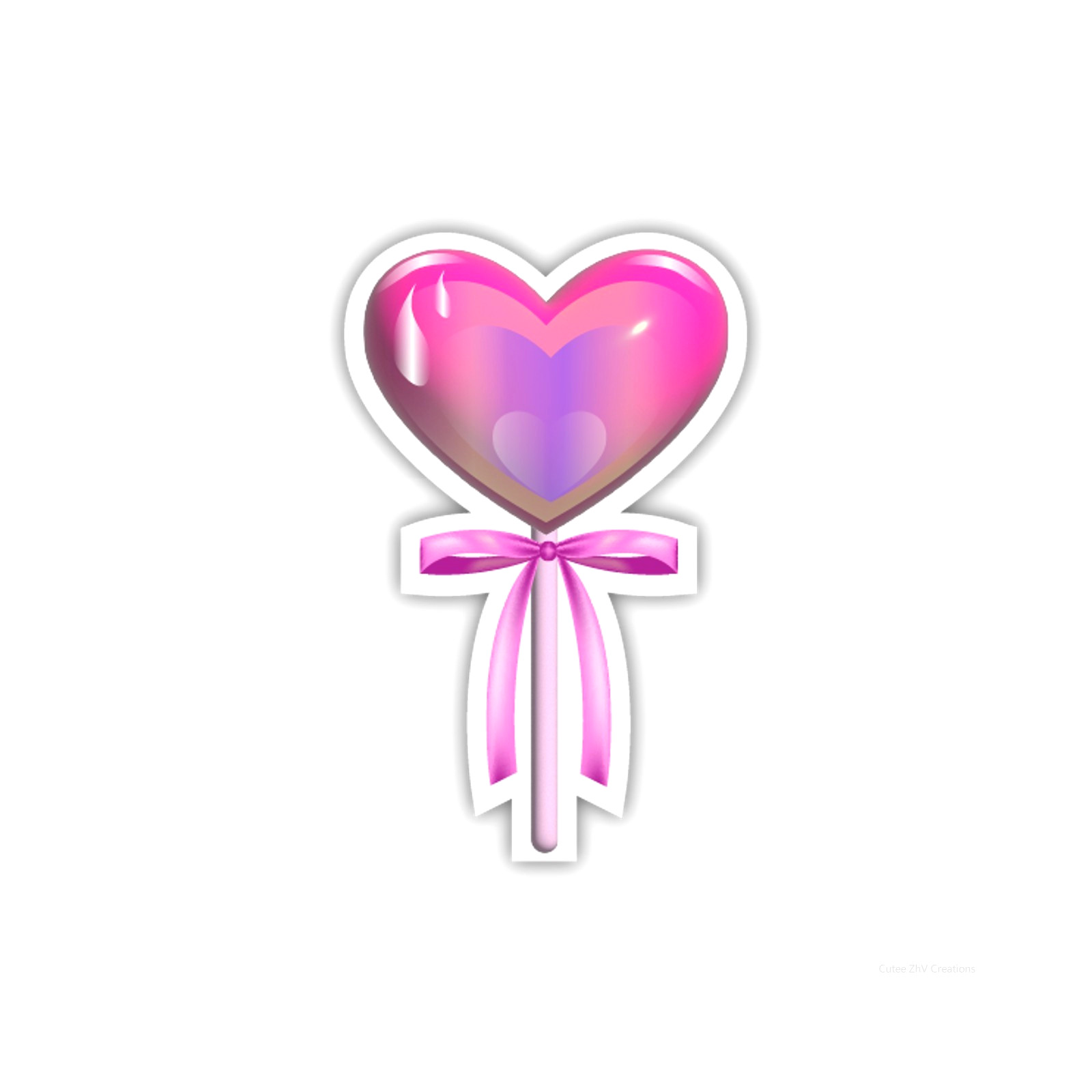 Pink Heart Lollipop Vinyl Sticker Waterproof Candy Decal for Car Bottle Laptop