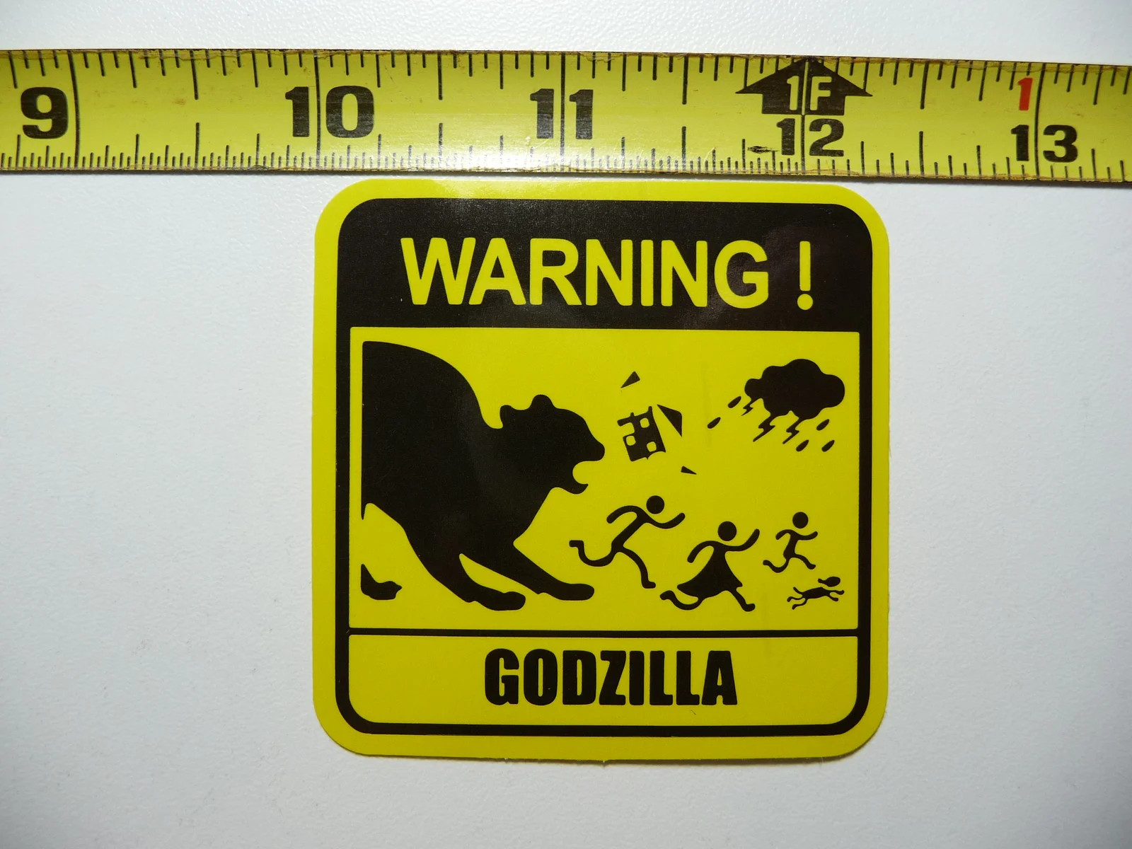 WARNING GODZILLA CAT KITTEN SMALL STICKER DECAL ART WINDOW LAPTOP SKATEBOARD