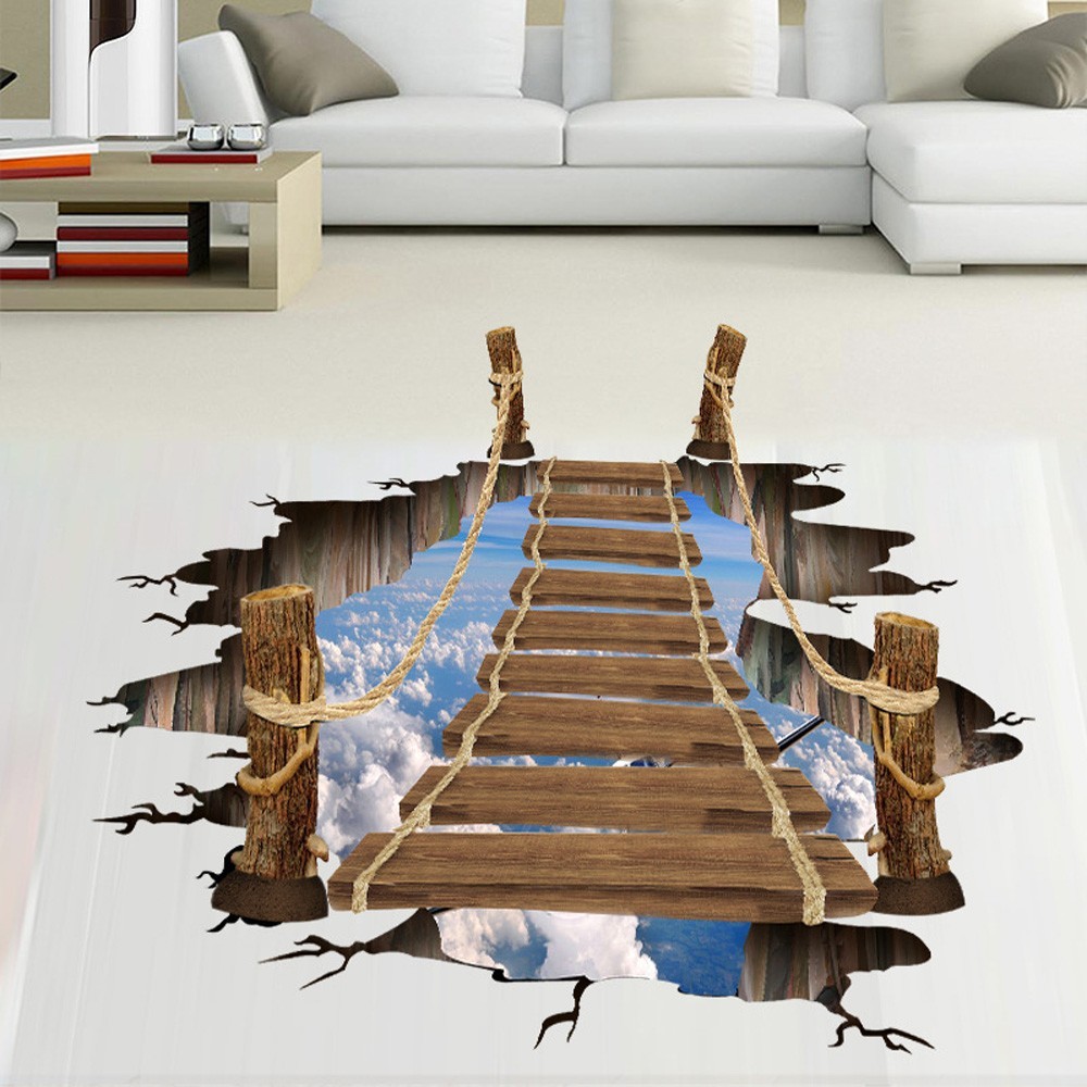 3D Floor/Wall Stickers Removable Bridge Mural Decals Vinyl Art Home Room Decor