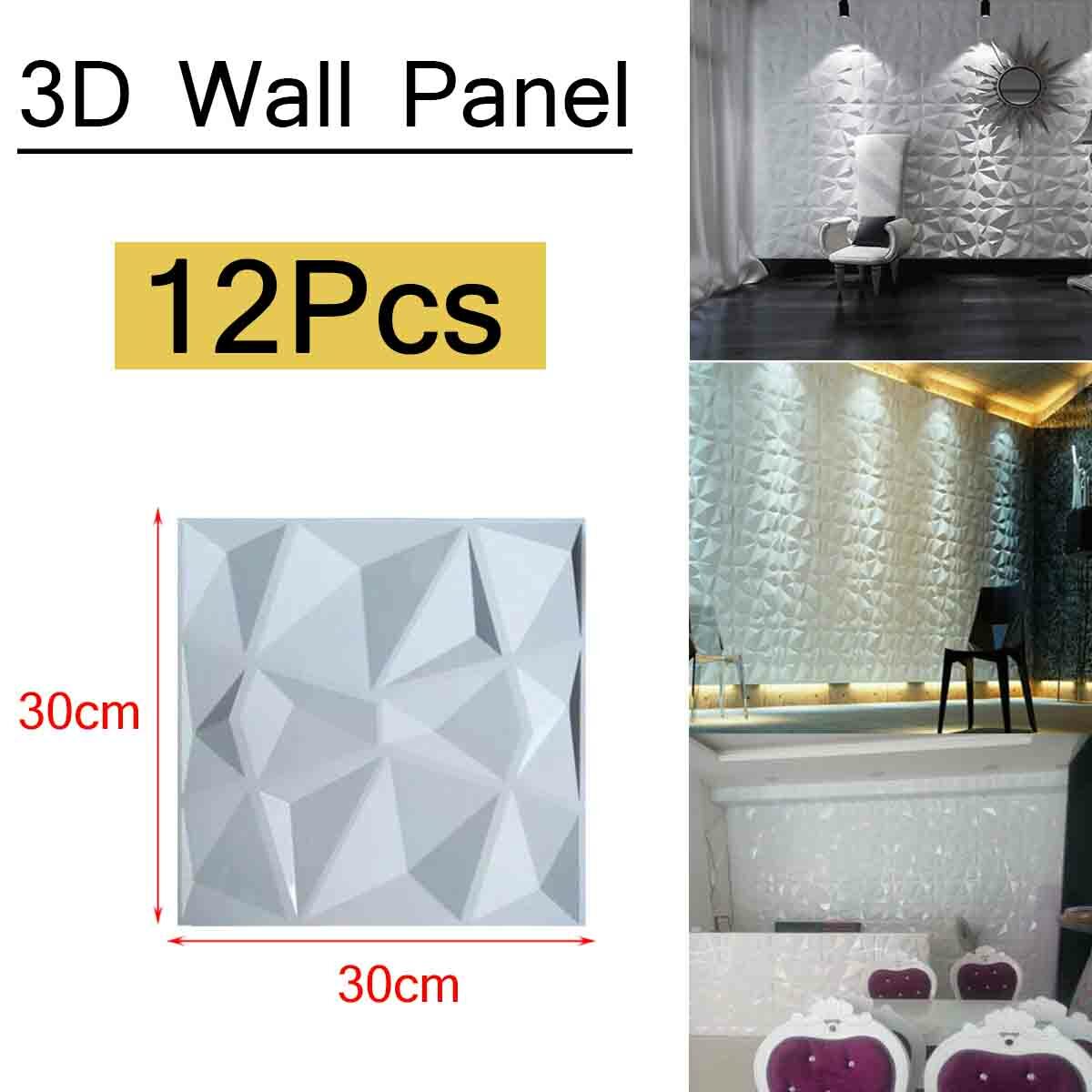 12x 3D Wall Panels PVC Geometric Brick Art Design DIY 11.8’x11.8′ Wallpaper Kit