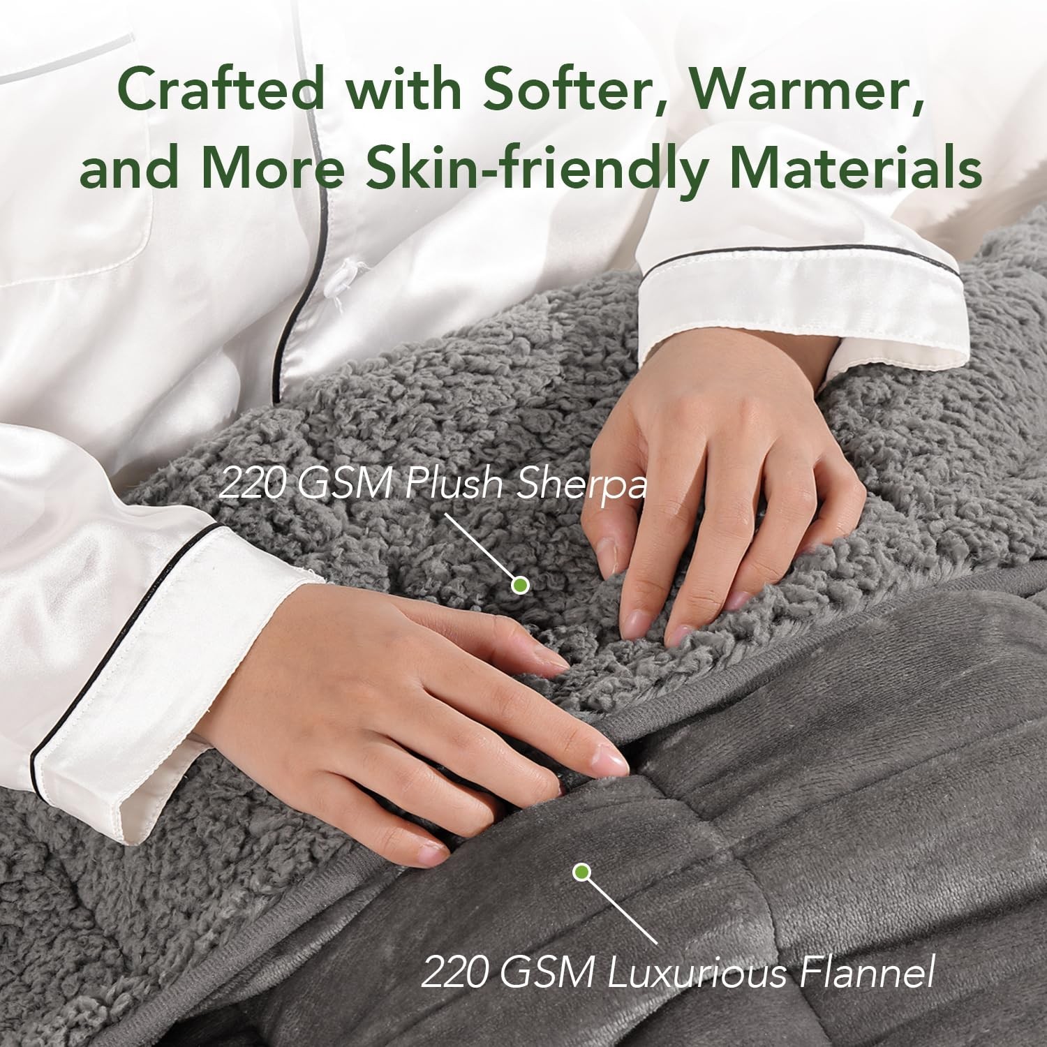 Sivio Weighted Blanket for Adult, 15 lbs Sherpa Heavy Blanket with Soft Flann…