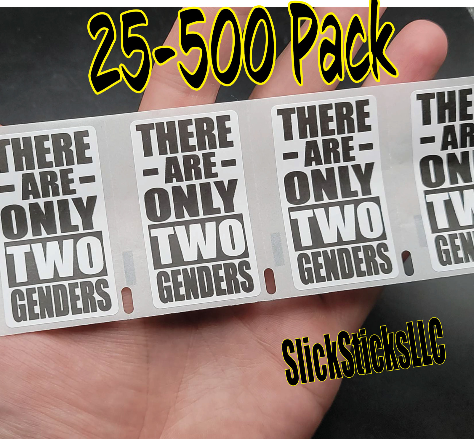 THERE ARE ONLY TWO GENDERS Stickers 25-500 Pack 2 man women decal labels sticker