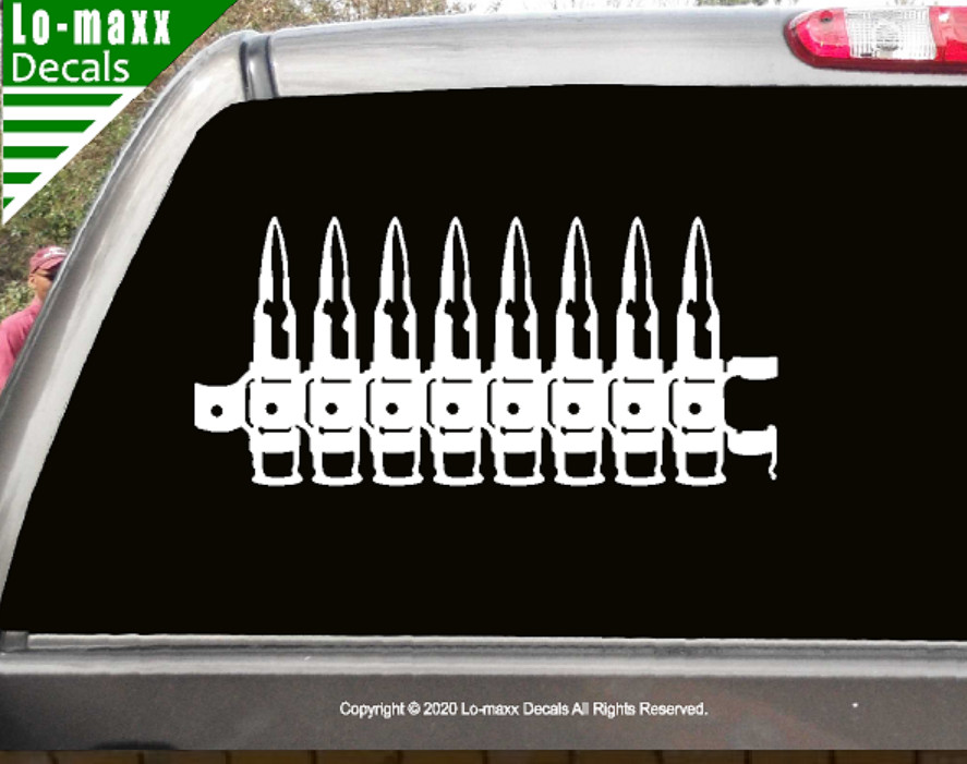 Ammunition Ammo Belt Linked Cartridge Art Superior Quality Die Cut Vinyl Decal