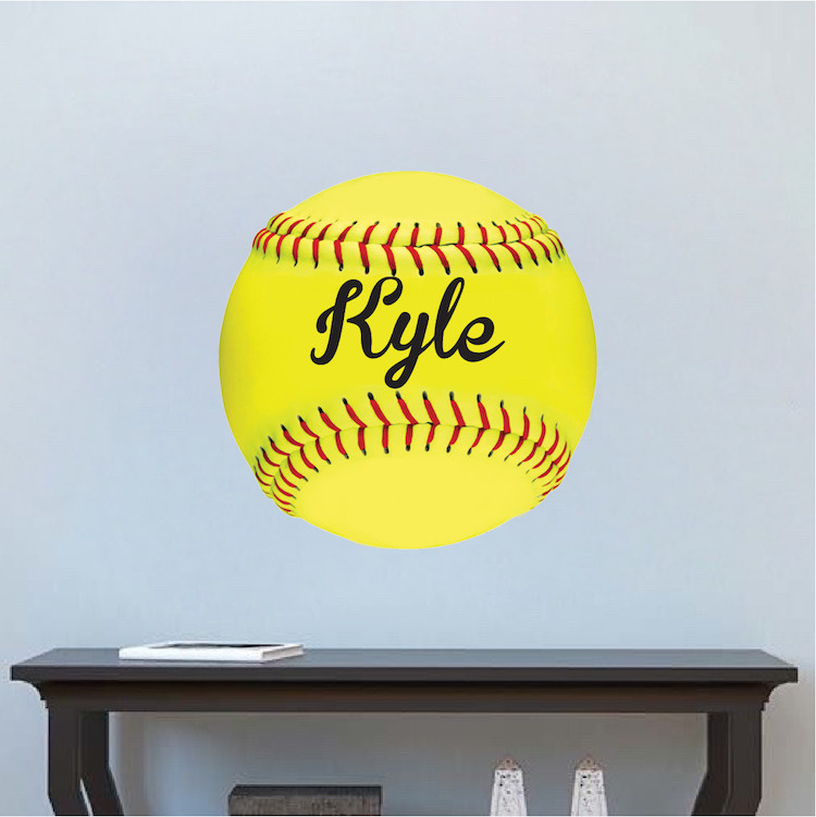 Custom Softball Name Wall Decal Kid’s Room Sports Decal Softball Art, s69