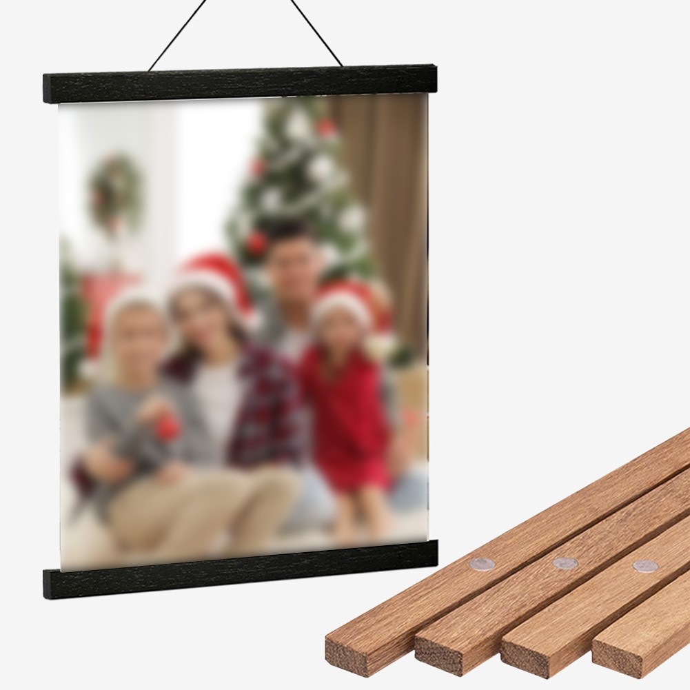 Teak Wood Magnetic Hanging Scroll Frame for Posters and Artwork 21 to 51cm