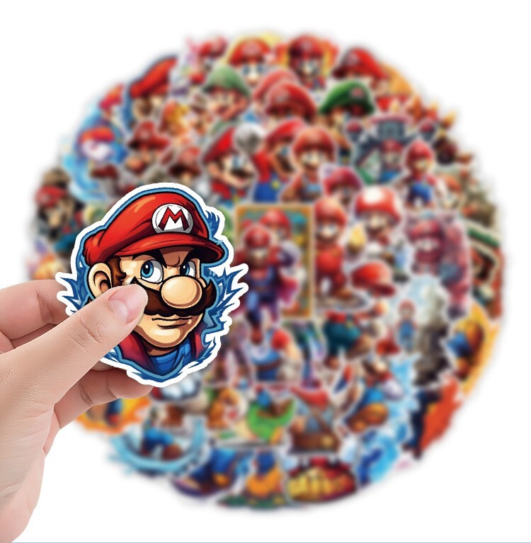 50 Pcs Stickers Nintendo Super Mario Skateboard Luggage Phone Laptop Car Vinyl