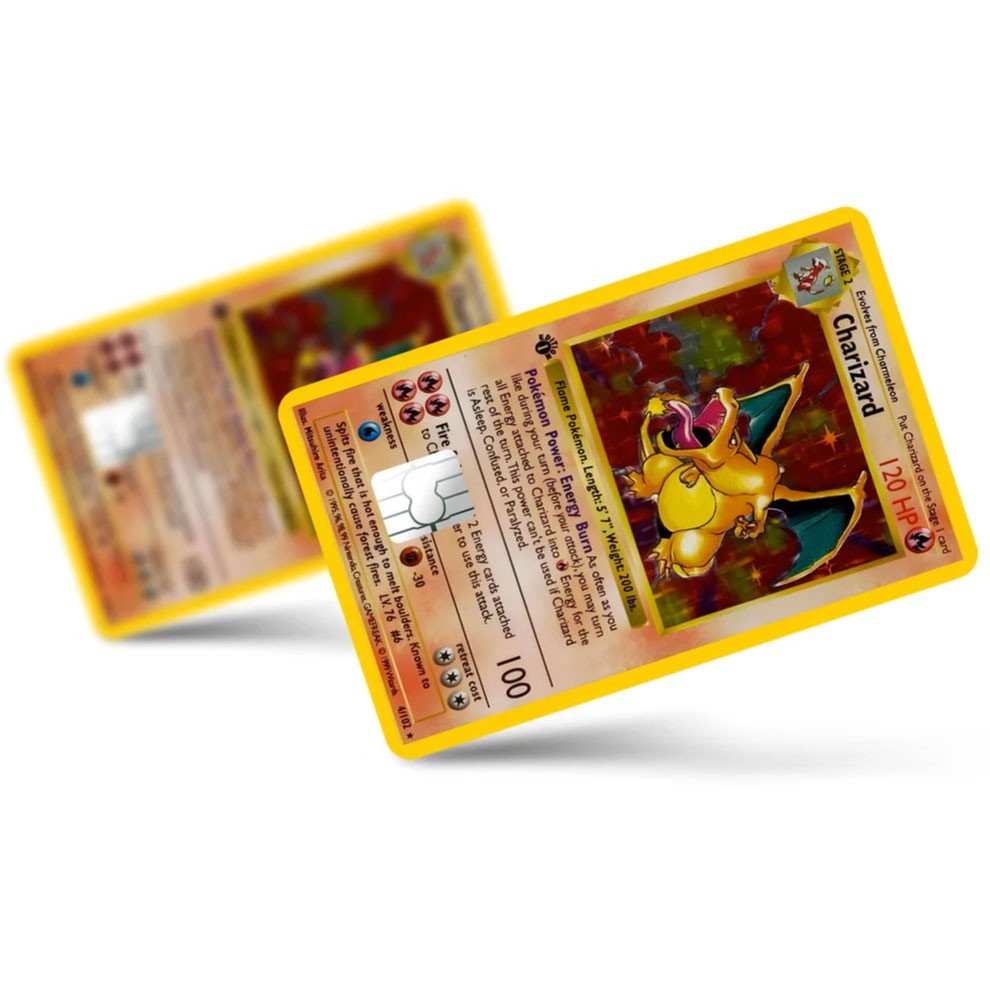 4 Pack Pokemon Charizard Card Skin TCG Anime Gaming Credit Debit ATM Decal Stick