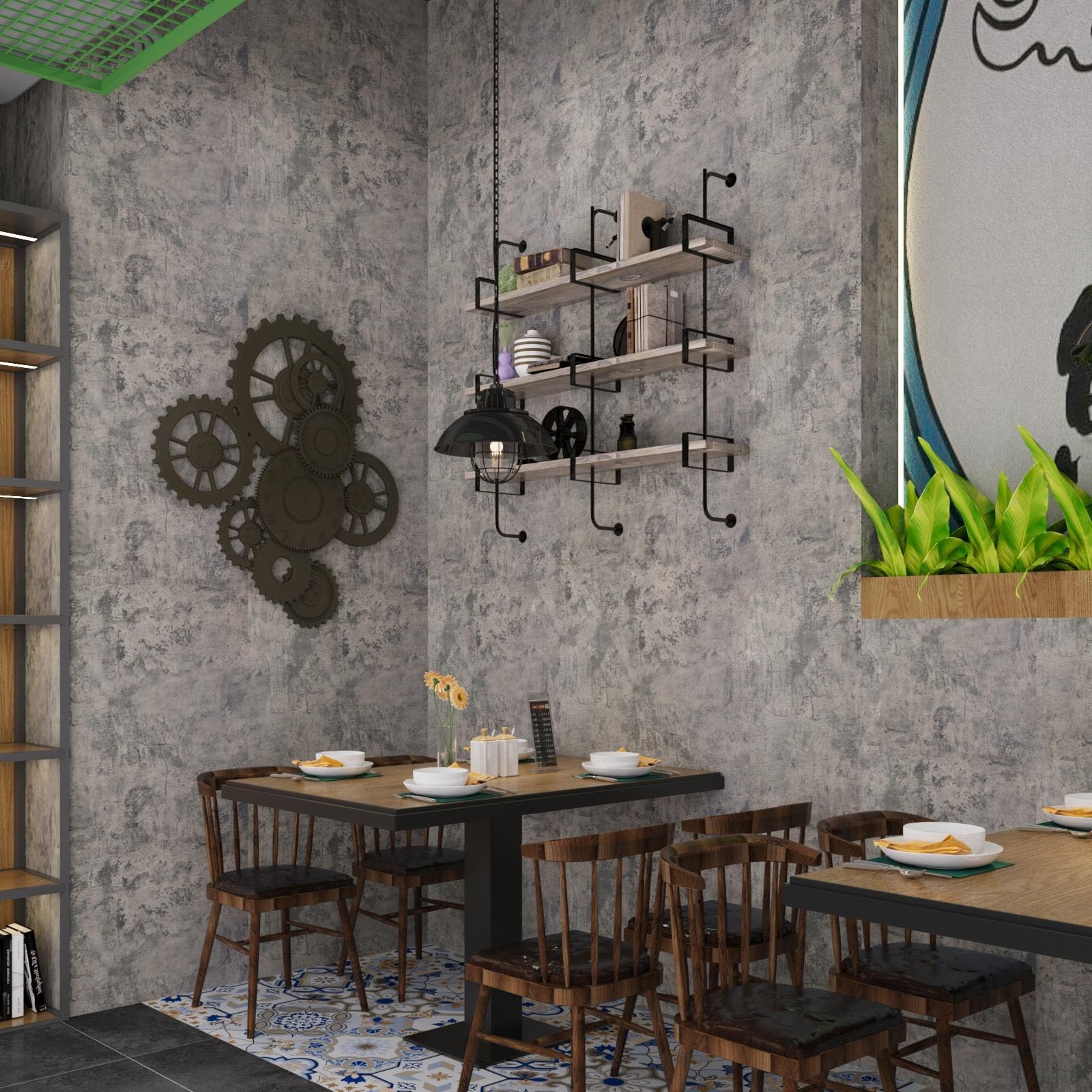BAYYA Concrete Wallpaper Peel and Stick Grey/Brown/Beige Cement Contact Paper…