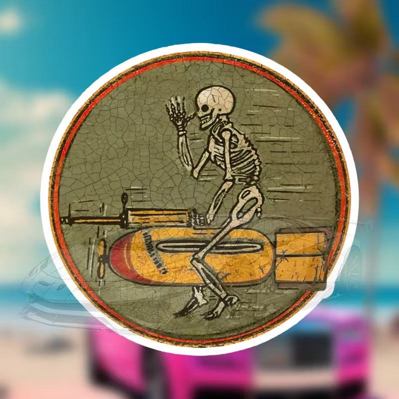 Skeleton Bomber ww2 patch USA Sticker Bumper Vinyl Decal