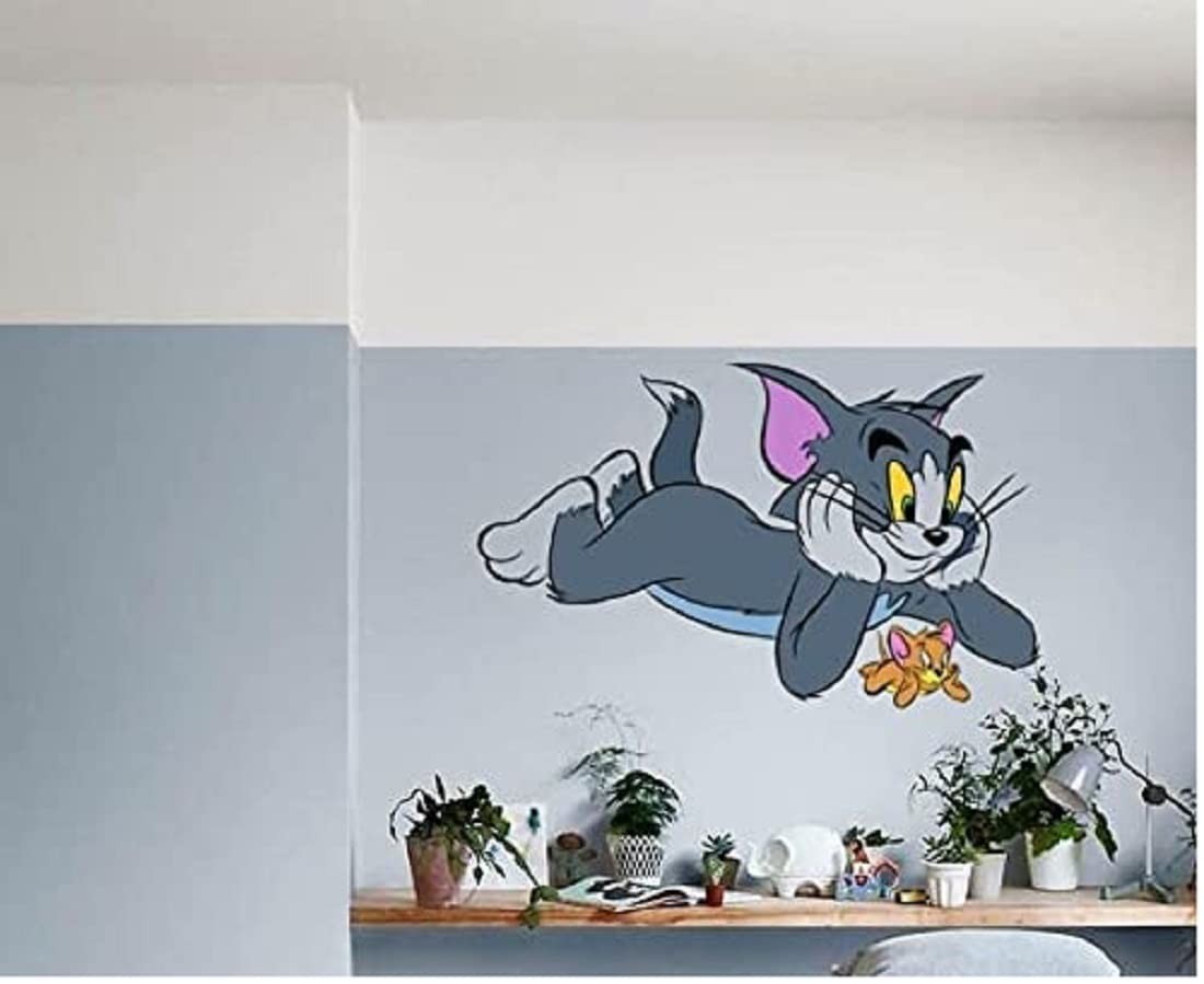 Wall Decor Tom And Jerry 43*50 Cm Vinyl Multicolor Wall Sticker For Home Decor