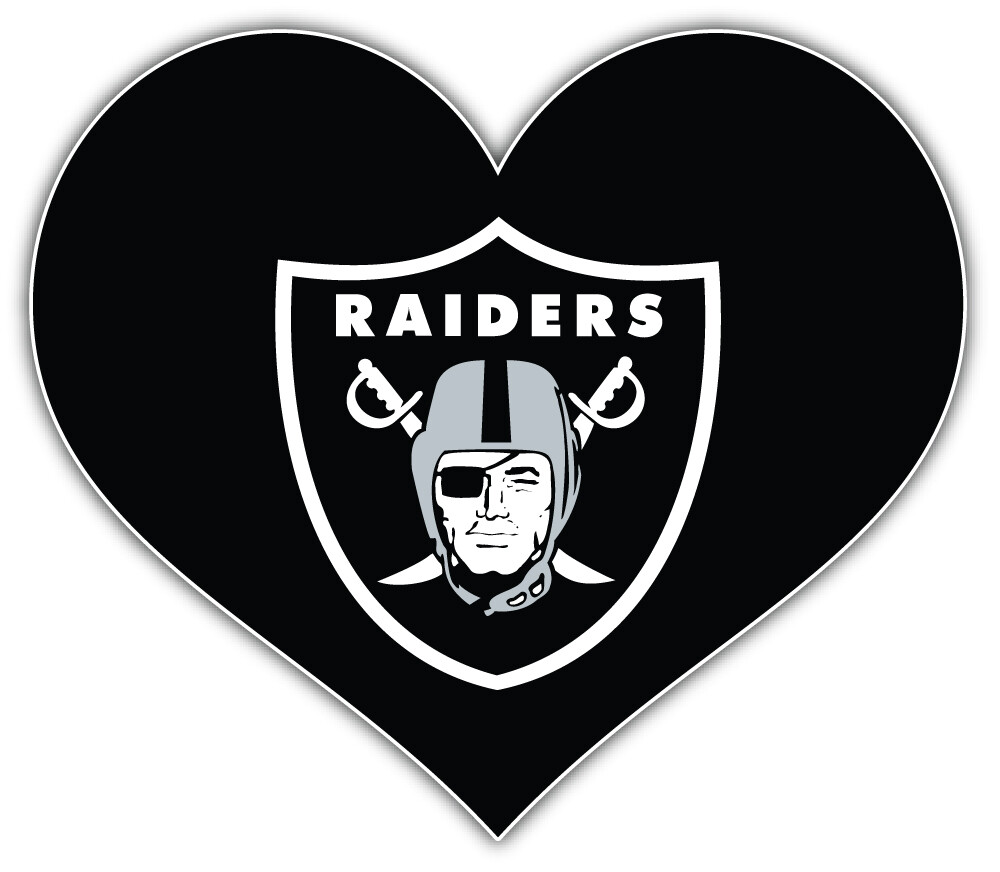 Oakland Raiders Heart NFL Sport Car Bumper Sticker Decal “SIZES”