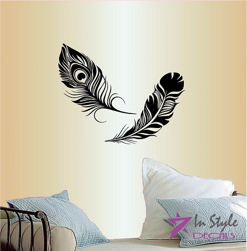 Wall Vinyl Peacock Feather Bird Any Room Decor Design Wall Sticker 476