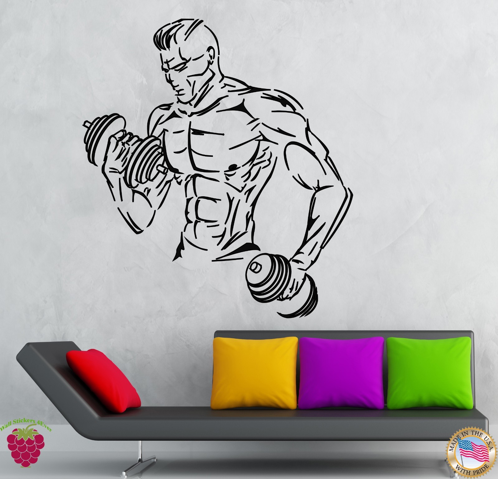 Wall Stickers Vinyl DecaI Gym Sports Bodybuilding Fitness Decor Mural (ig012)