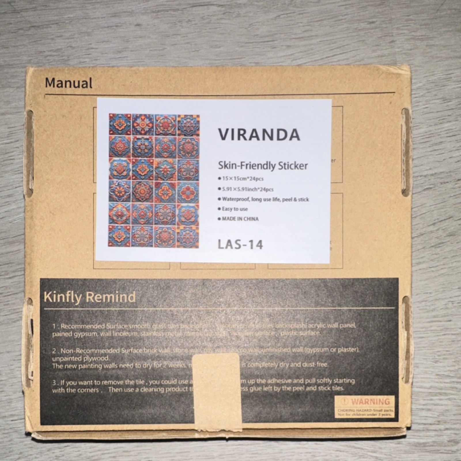 Viranda Skin Friendly Sticker 15×15 Cm 24 PCS Waterproof Peel And Stick Easy Use