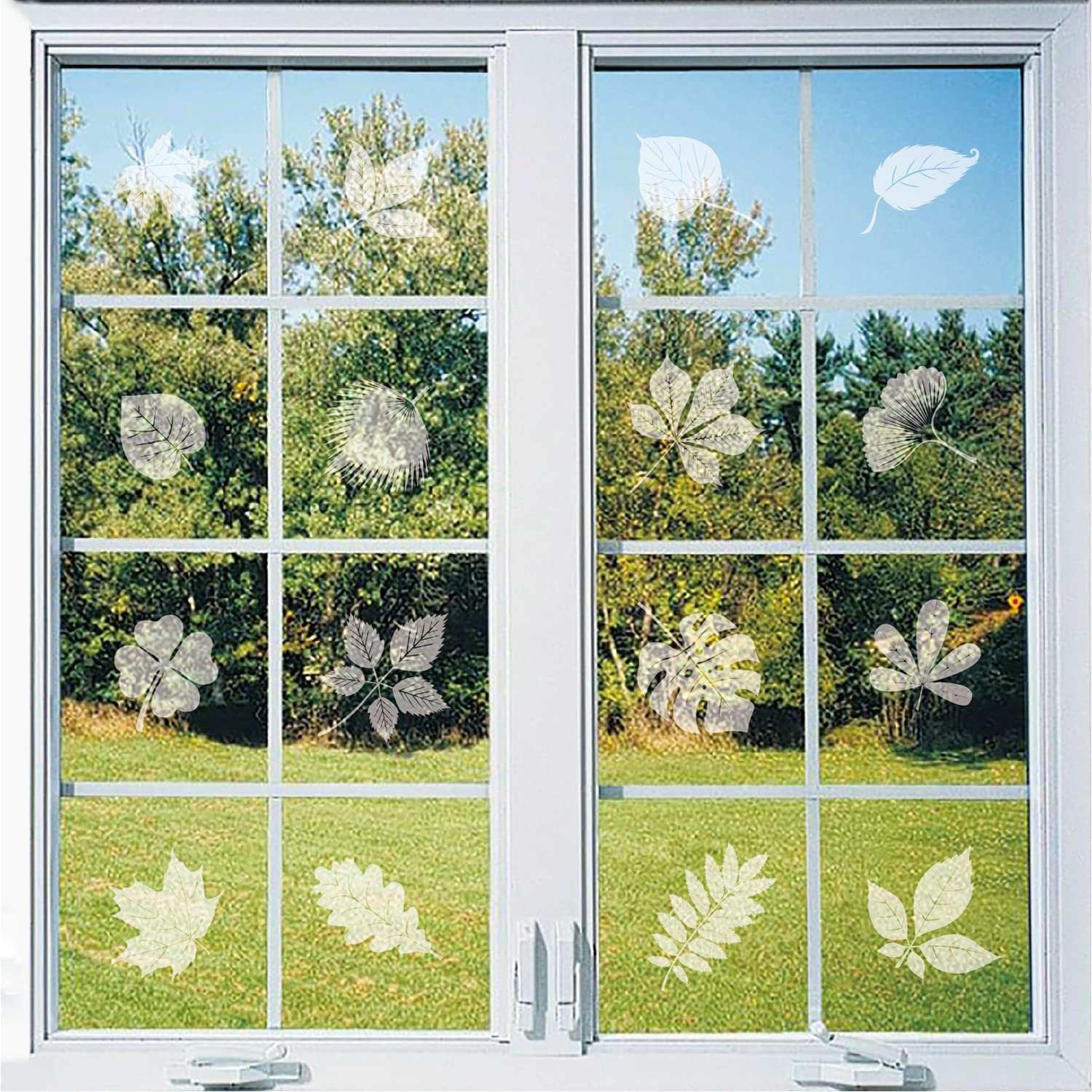 Window Decals for Bird Strikes,52 Pieces Large Leaf Shape anti Collision Window