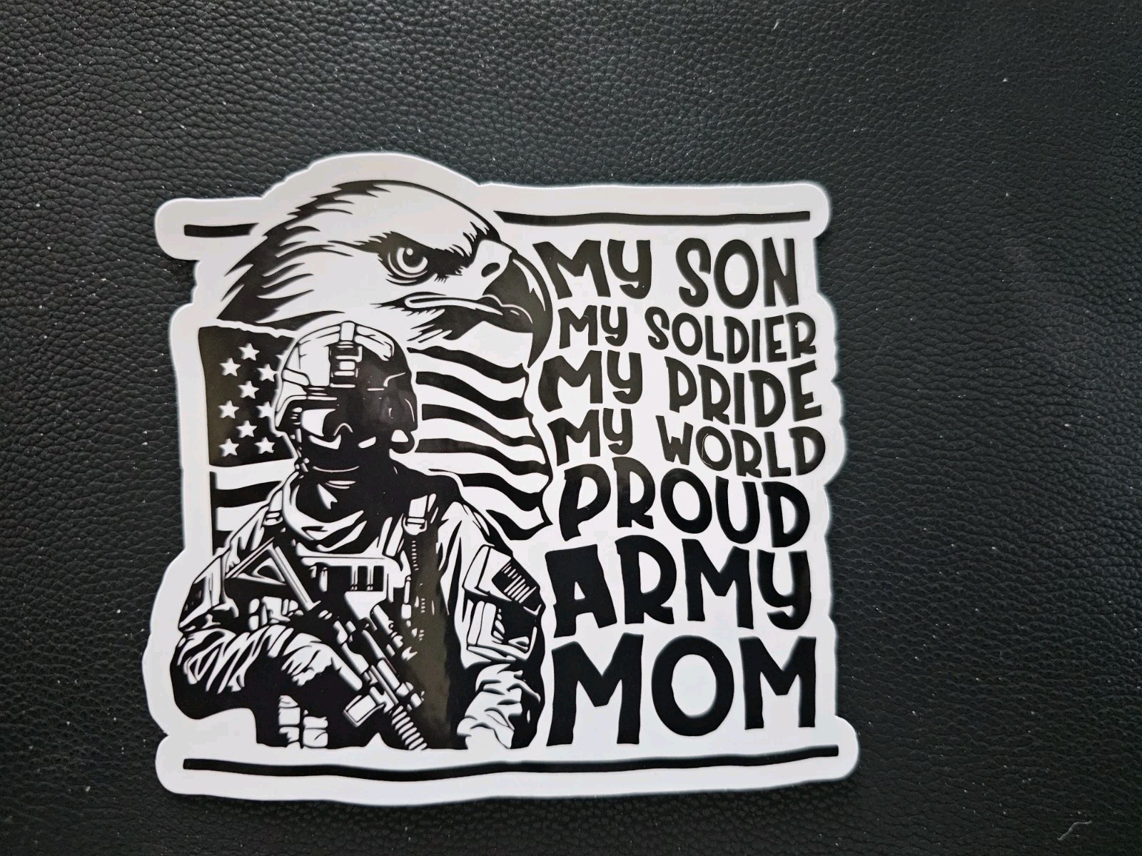 Black And White My Son Proud Army Mom Sticker