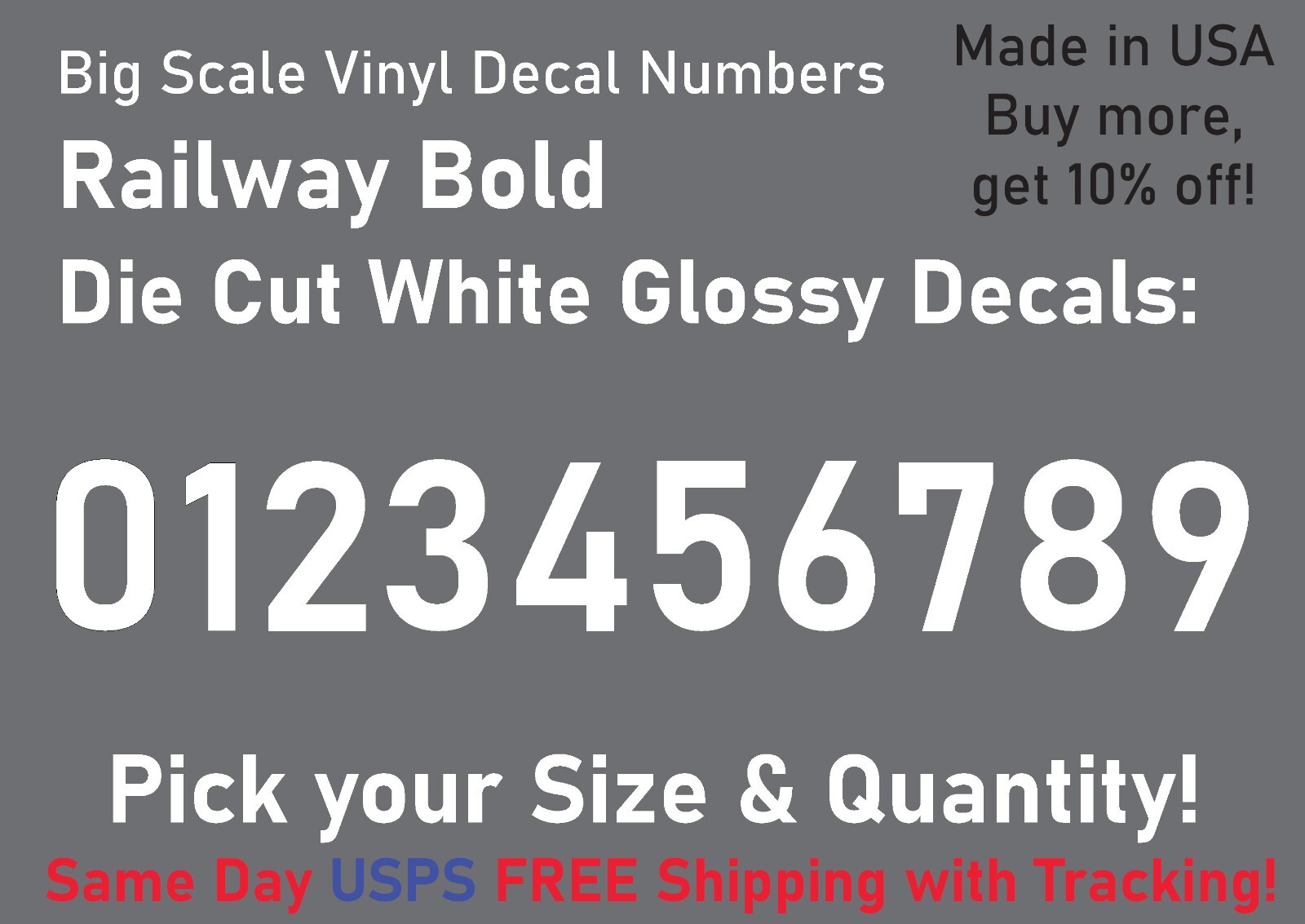 0-10 7″-32″ Big Size Vinyl Die Cut Decal Numbers (White), 6Yrs Outdoor Film