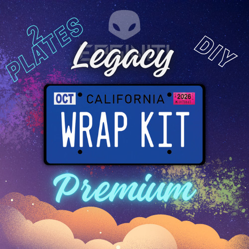 Obsidian Black and White LEGACY Matte Dark Blue California Plate Wrap DIY Kit