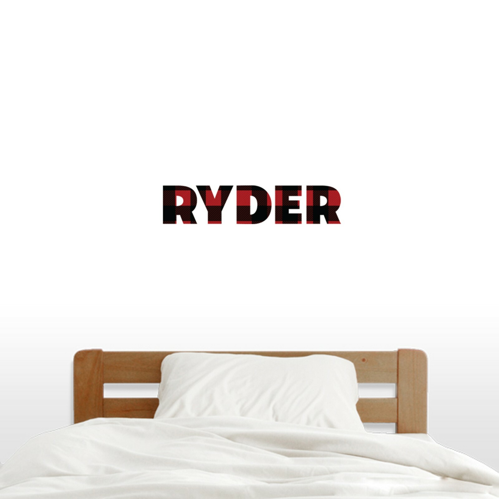 Custom Lumberjack Red And Black Plaid Name Wall Decal