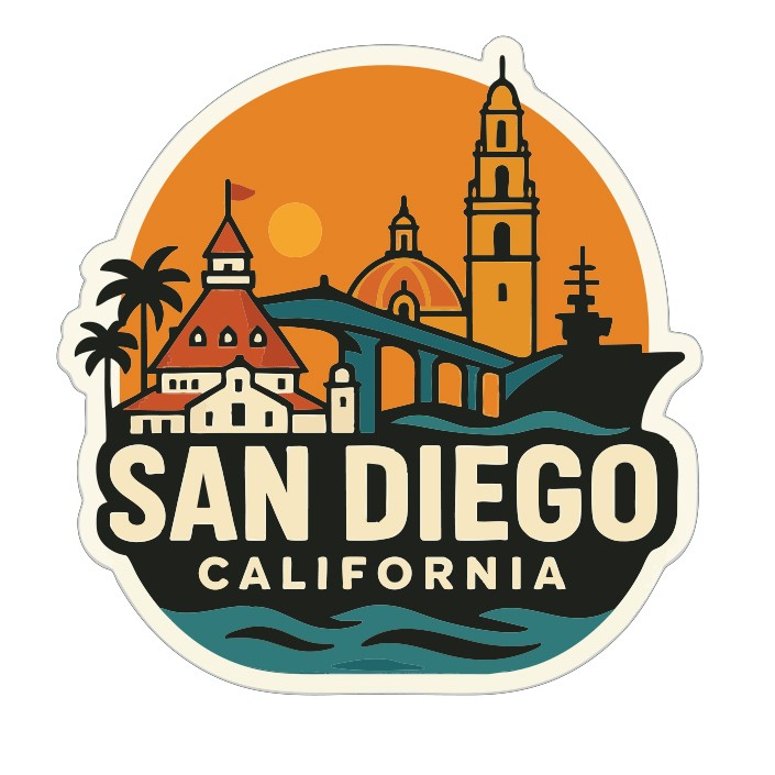 San Diego California Sticker Decal Vinyl Die-Cut City Skyline Landmark Design