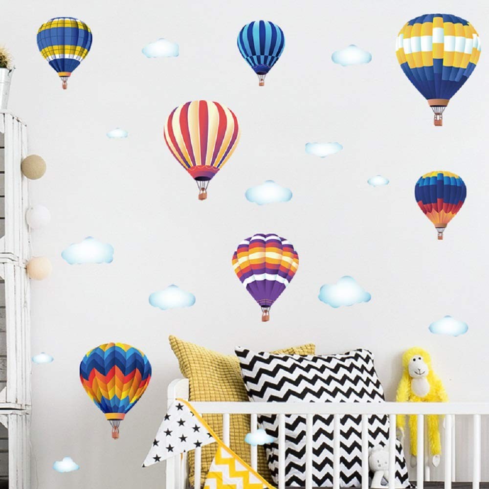 Amaonm Rainbow Hot Air Balloon Wall Decals