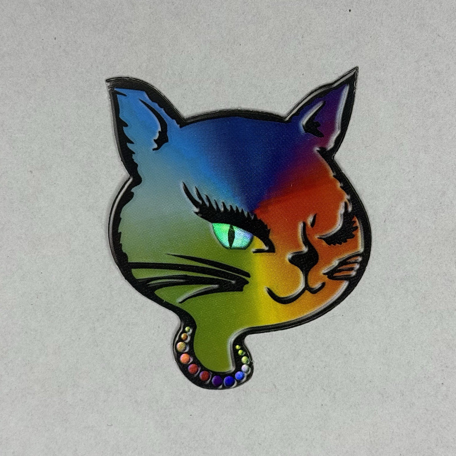 Vintage Winking Cat Vending Stickers 2001 Prism Foil Y2K