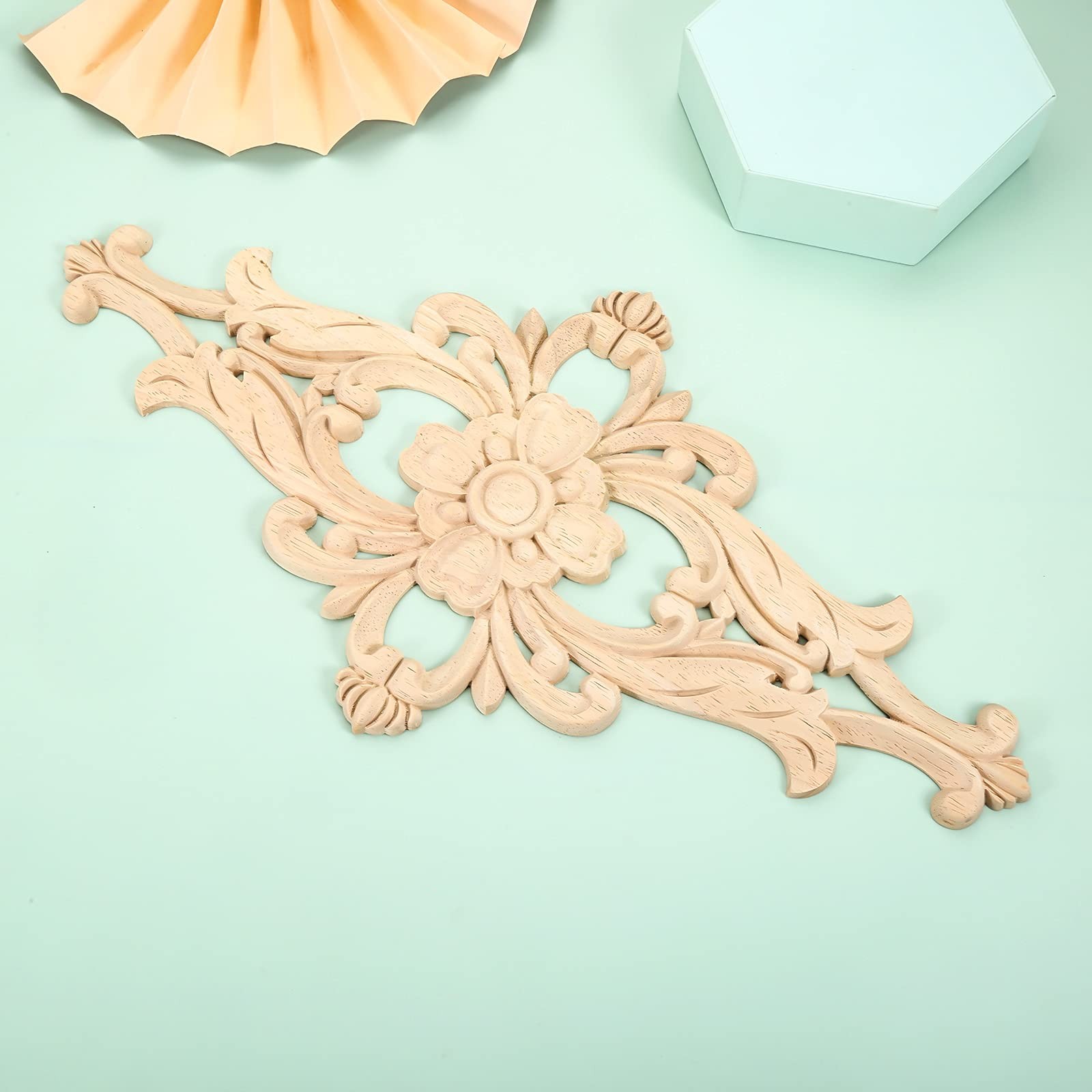 MUXSAM Wood Carved Appliques Furniture Decorative Onlays, 2Pcs Unpainted DIY …
