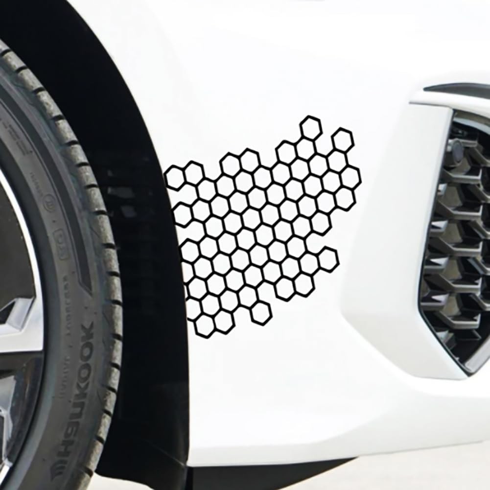 Honeycomb Hexagon Car Vinyl Decal Sticker for Door, 6.06” x 4.80”, Black