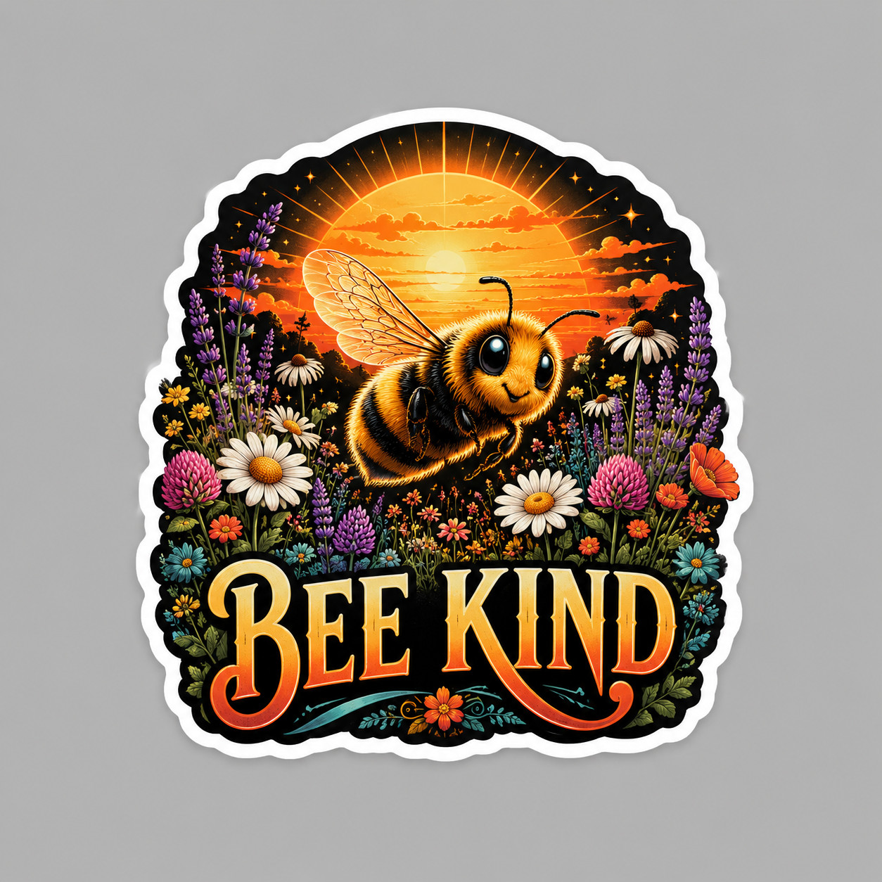 Bumble Bee Sticker Vinyl Decal Bee Kind Floral Wildflowers Sunflower