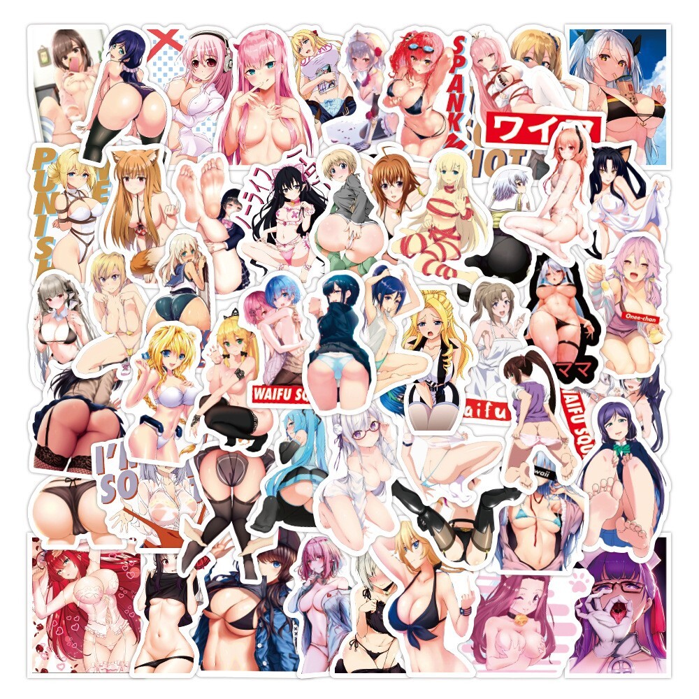 10/50pc Ahegao Hentai Cute Waifu Anime Notebook Laptop Phone Decal Sticker