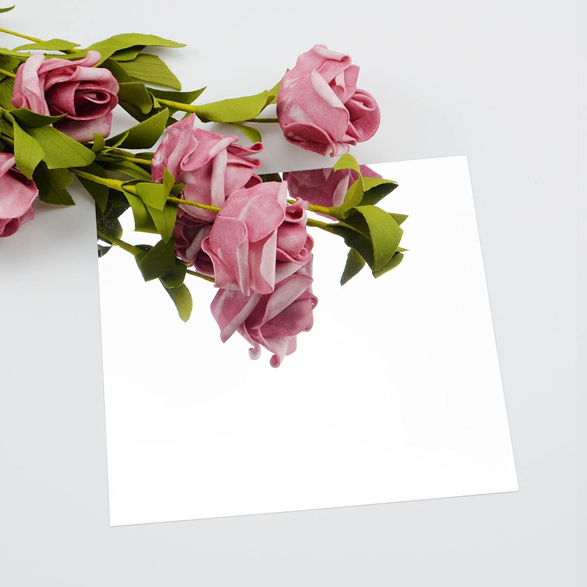 10 Pieces Flexible Mirror Sheets, Self Adhesive Decorative Plastic Mirror Tiles