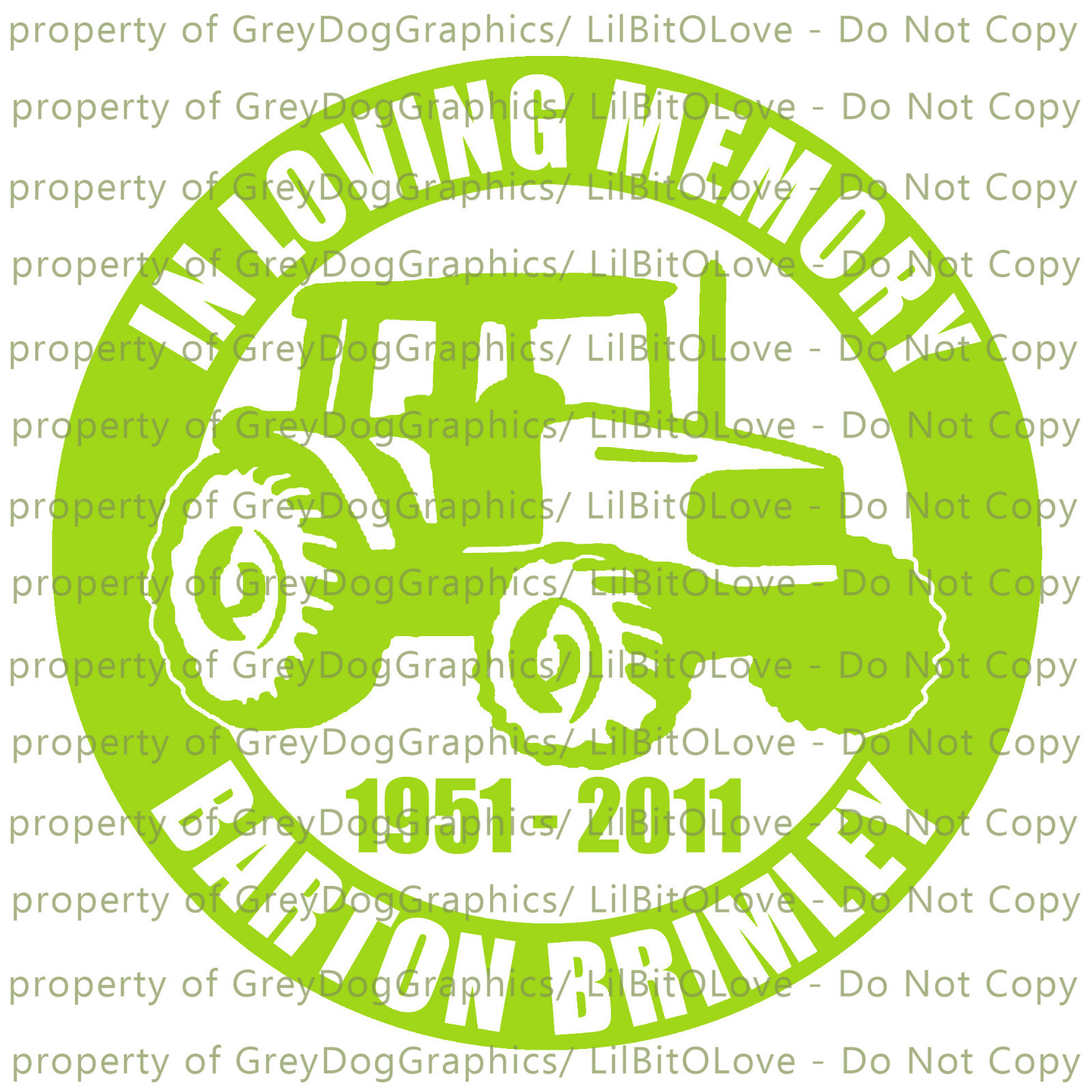 PERSONALIZED IN MEMORY VINYL DECAL FARMER TRACTOR FARM NAME DATES STICKER