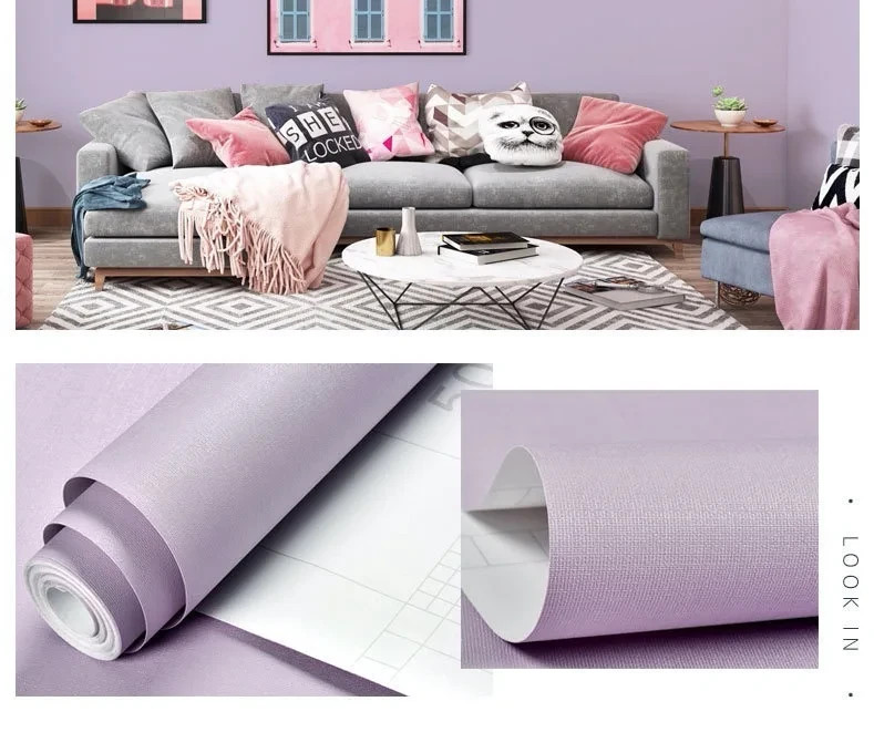 Macaron Thick Self-adhesive Wallpaper Solid Color Vinyl PVC Sticker Waterproof