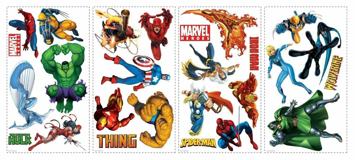 Wall Decals Marvel Superheroes Avengers Spider-man Captain America Iron Man Hulk