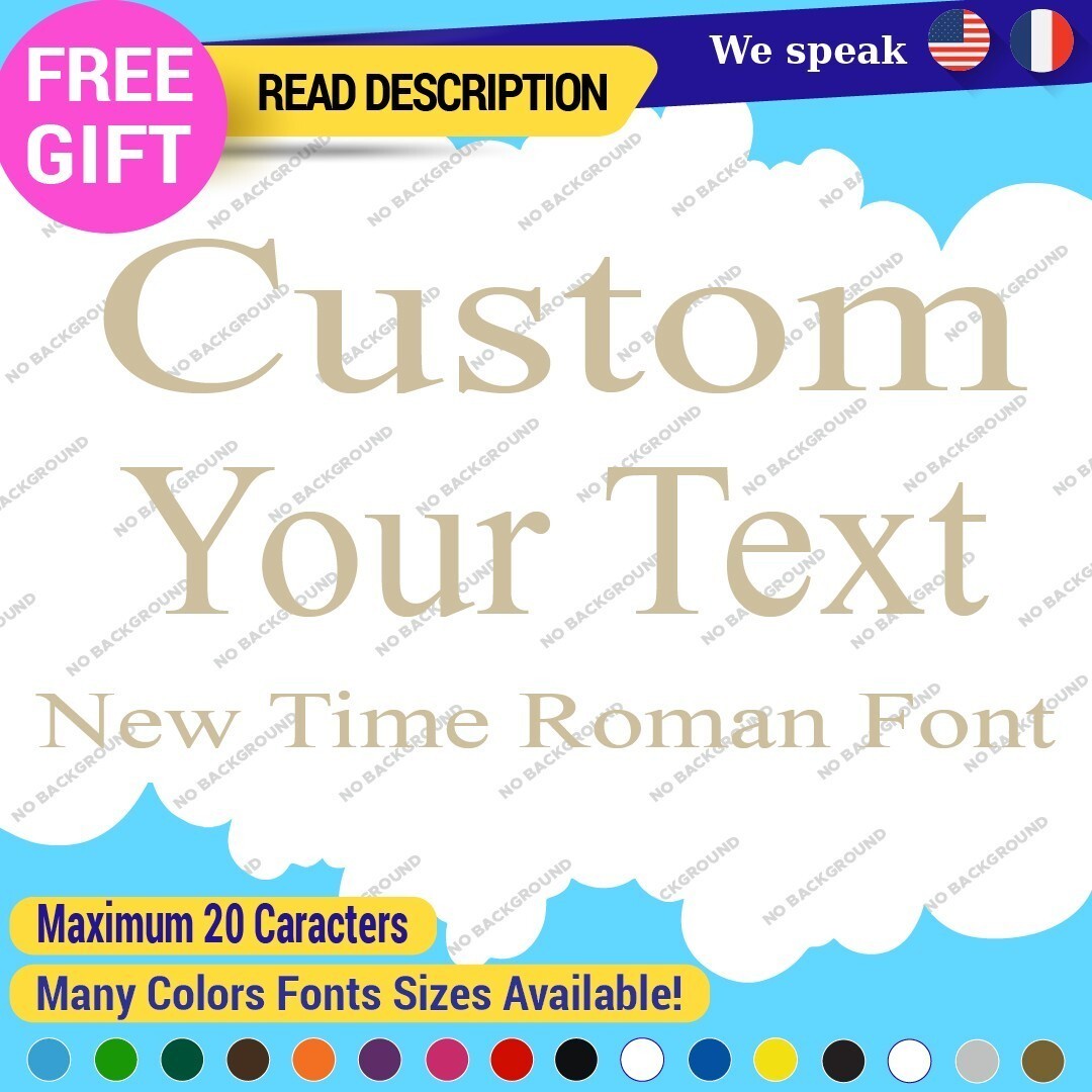 Custom Text Name Time New Roman Fonts Wall Lettering Decal Vinyl Sticker