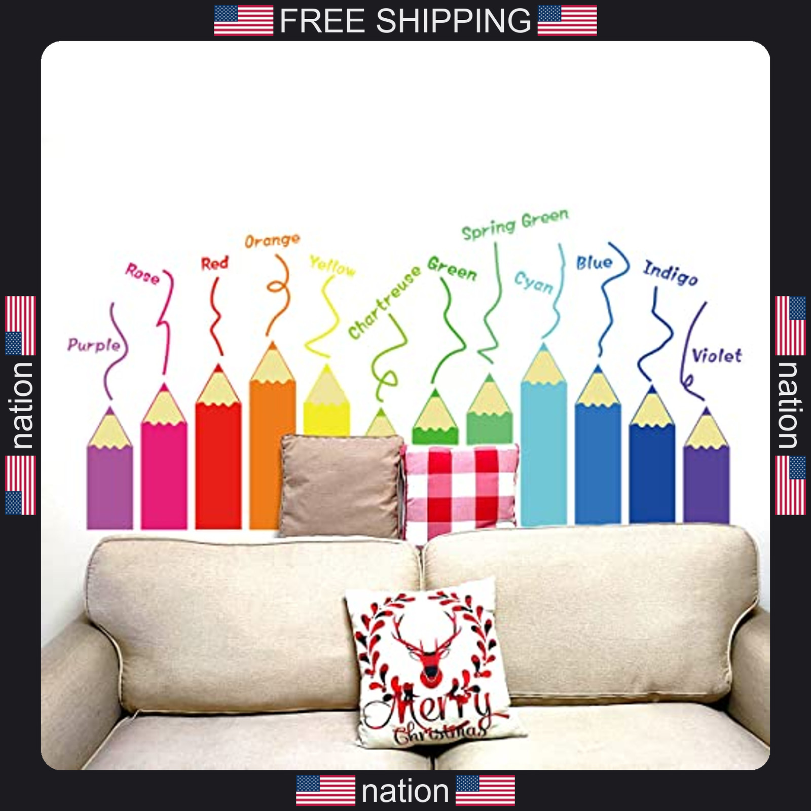 LOMILY Color Kids Educational Wall Decals Large, Learning Wall Stickers Peel
