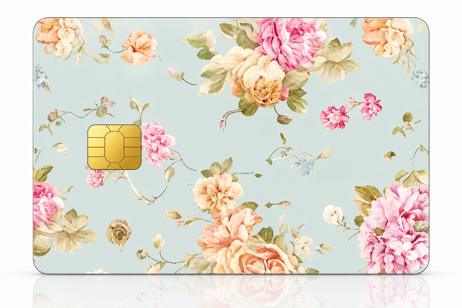 Vintage Garden Rose Credit Card Skin Botanical Debit Card Cover