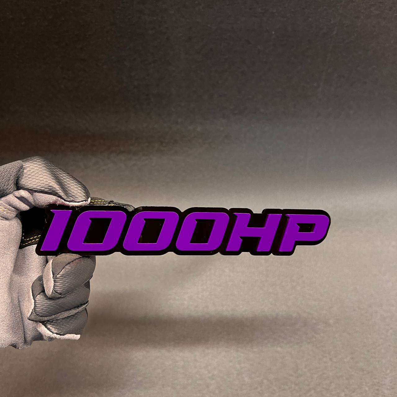 1X 1000 HP Custom Car Emblem Multicolor Acrylic Car Badge Decal BLACK – PURPLE