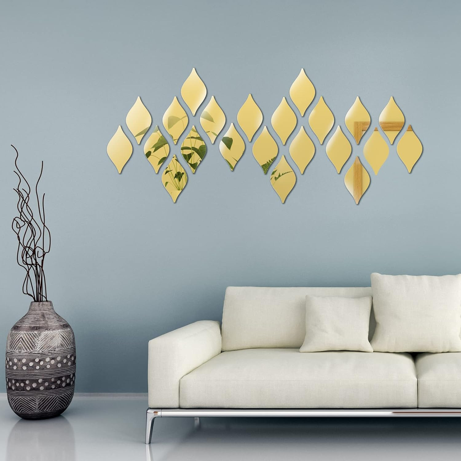 Acrylic Mirror Wall Stickers 30PCS Gold Tear Drop Shape Decorative Decals