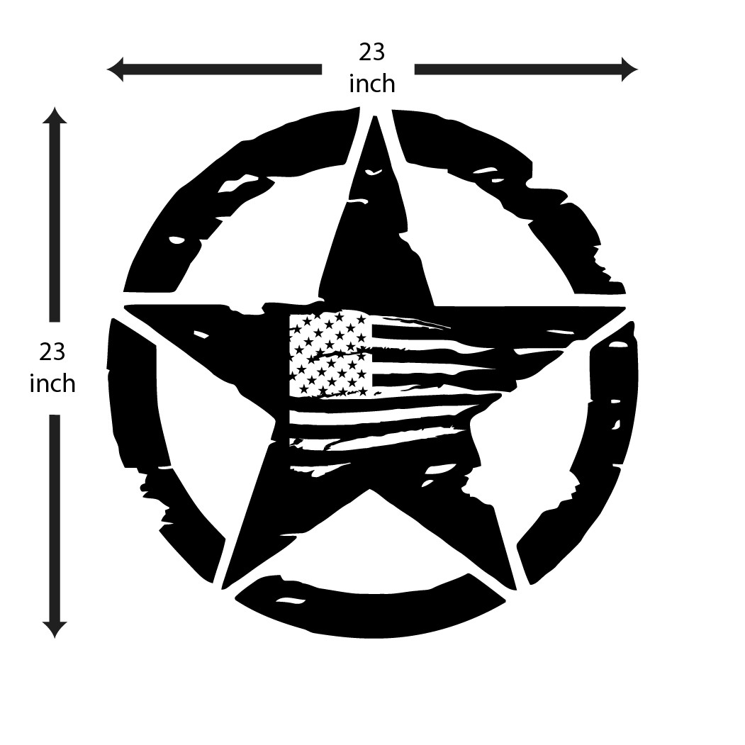 Distressed Army Star With Distressed US Flag Automotive Die Cut Decal Made USA