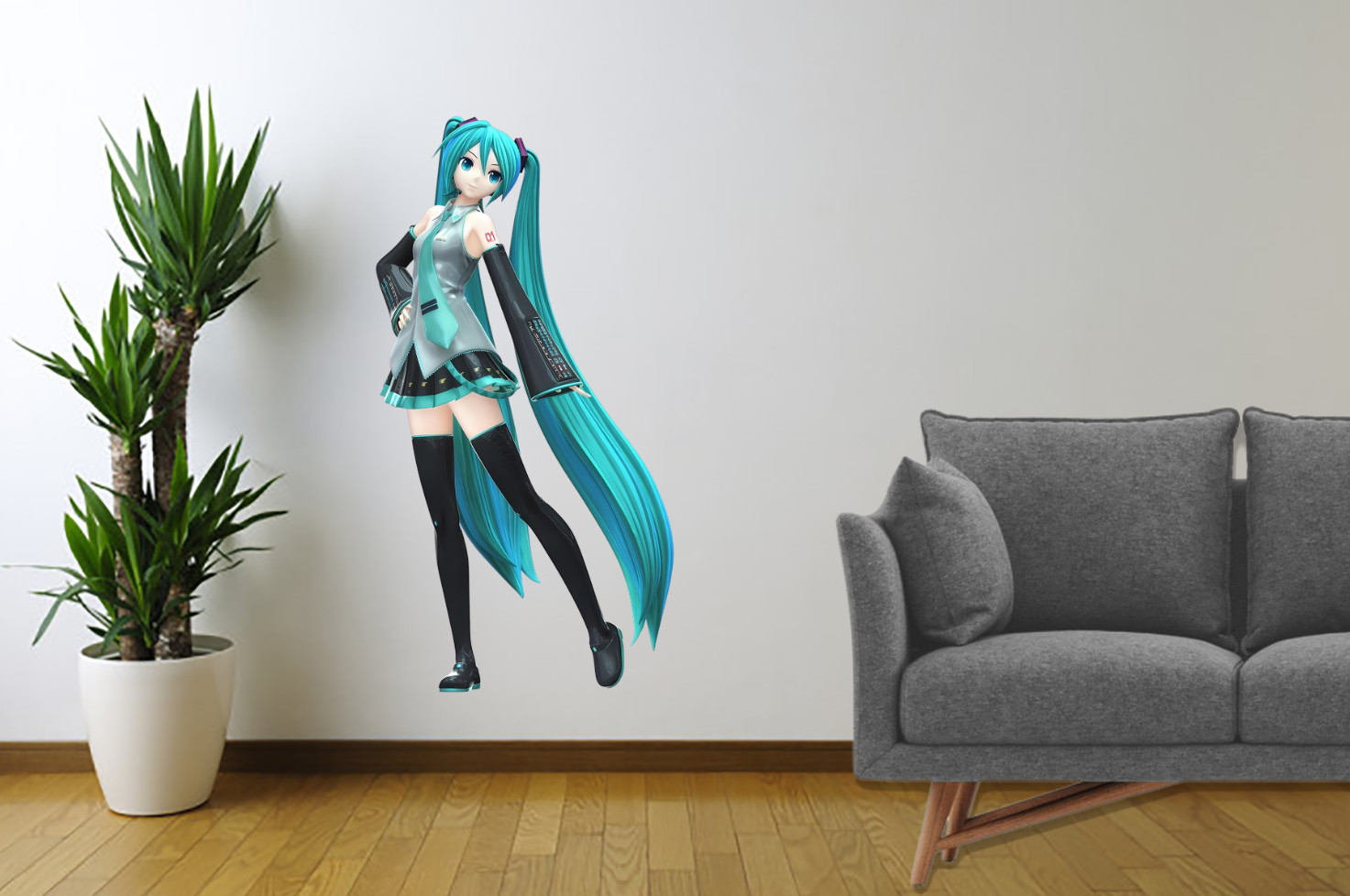 Hatsune Miku Anime Wall Decal | Vocaloid Manga Girl Vinyl Sticker | Otaku Decor