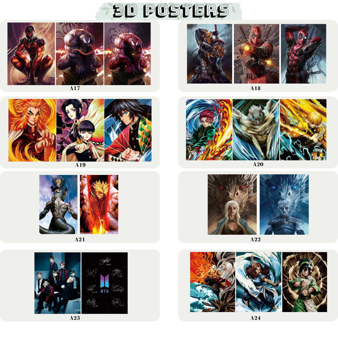 Attack on Titan, Mikasa, Eren, Armin, 3D Poster, 3D Anime Picture