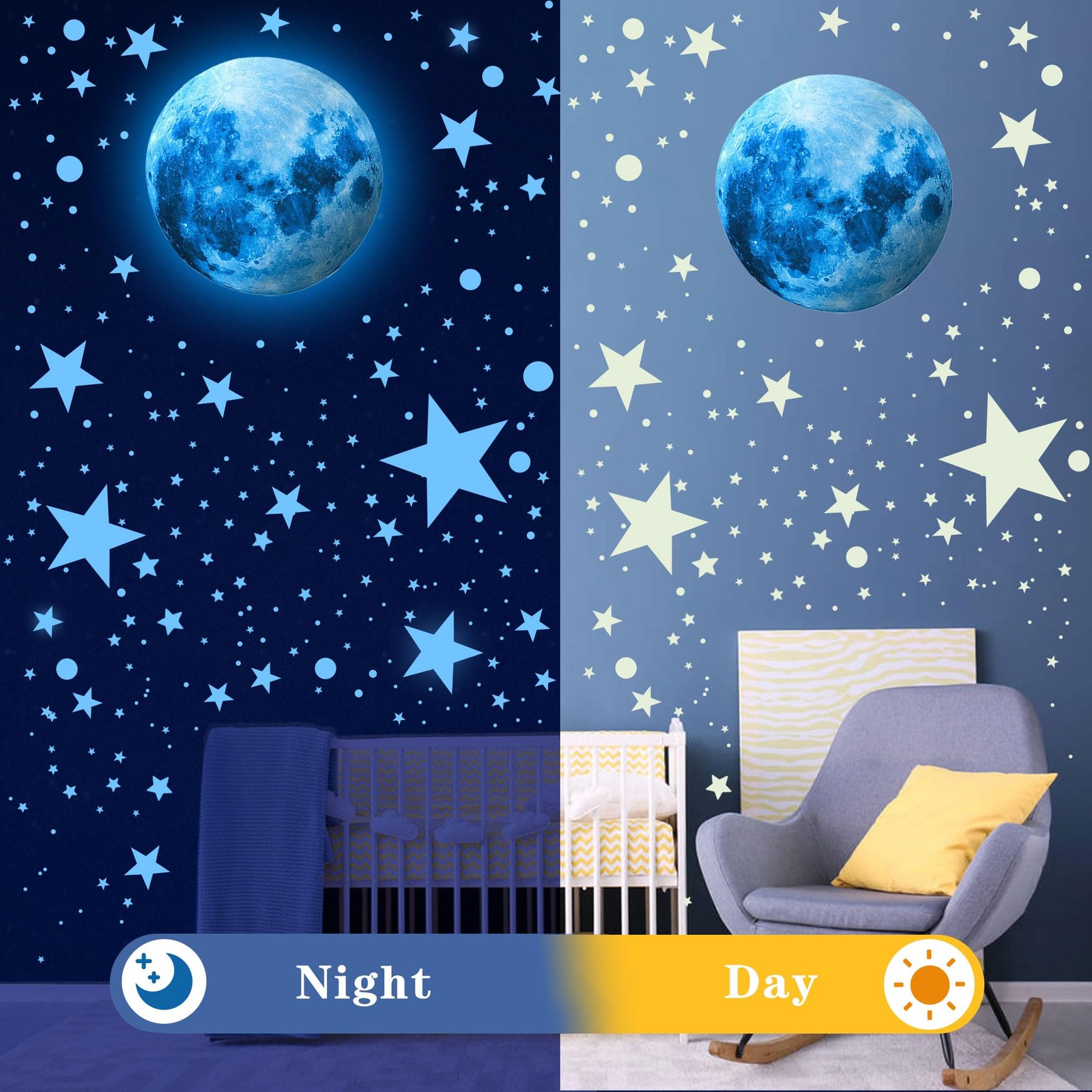 492 Glow in The Dark Stars Moon Space Galaxy Universe Planet Wall Decals – B…