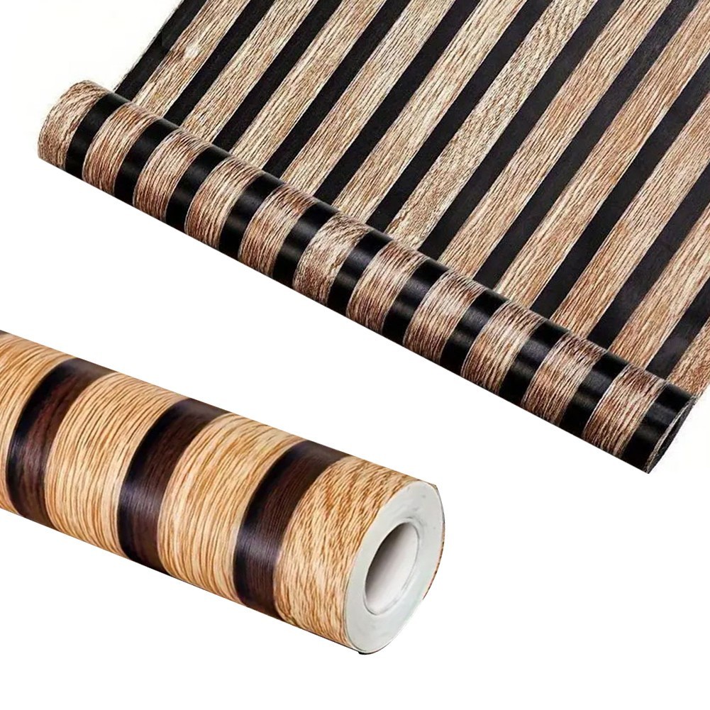Sleek Imitation Wood Grain Design in 45CM Waterproof PVC Wall Stickers