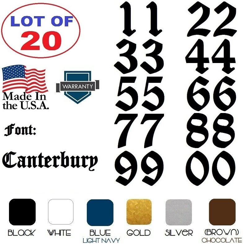 Lot of 20 White,Black Vinyl Street Address,Mailbox Number Decal Stickers CANTERB