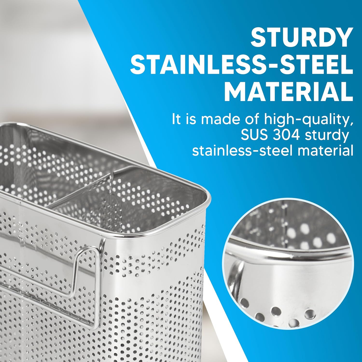 Silverware Drying Basket, Hanging Rectangular Utensil Holder with 2 Compartments